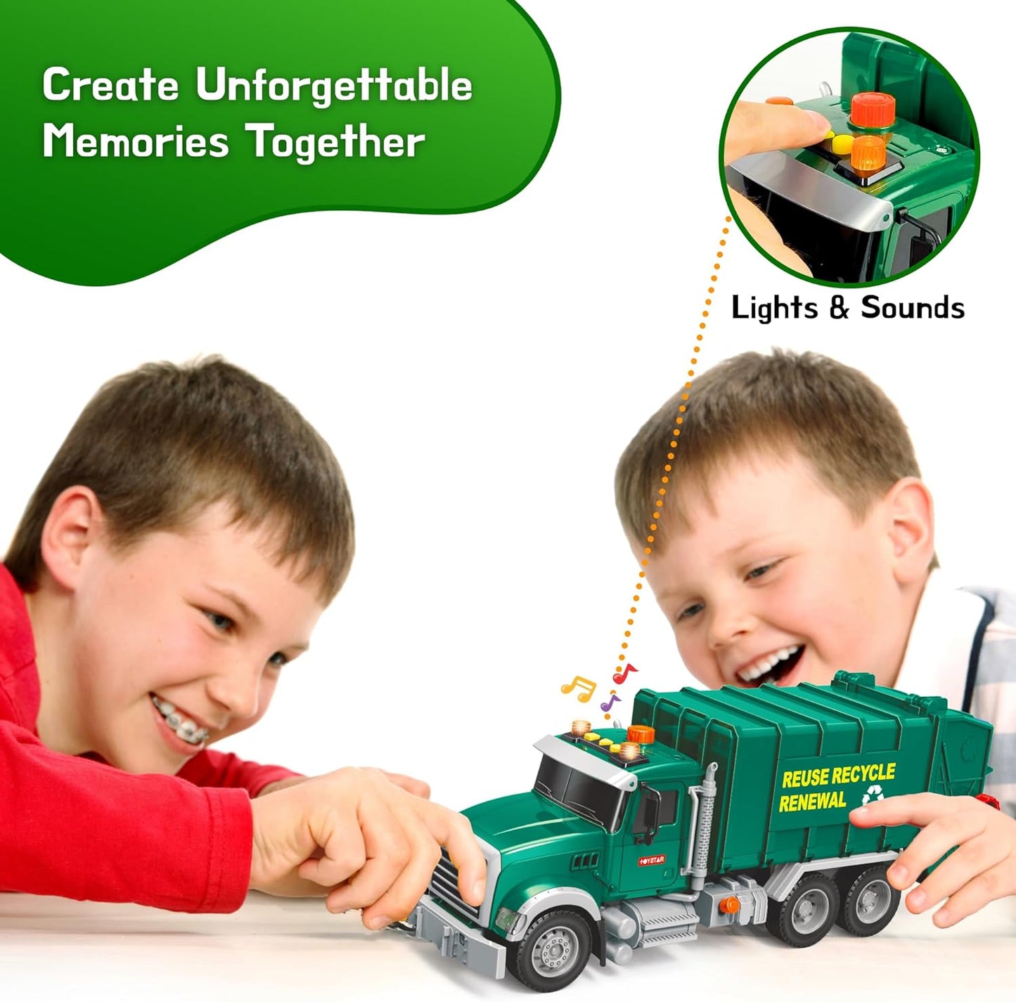 Garbage Truck Toy playset, Includes 3 Trash Cans