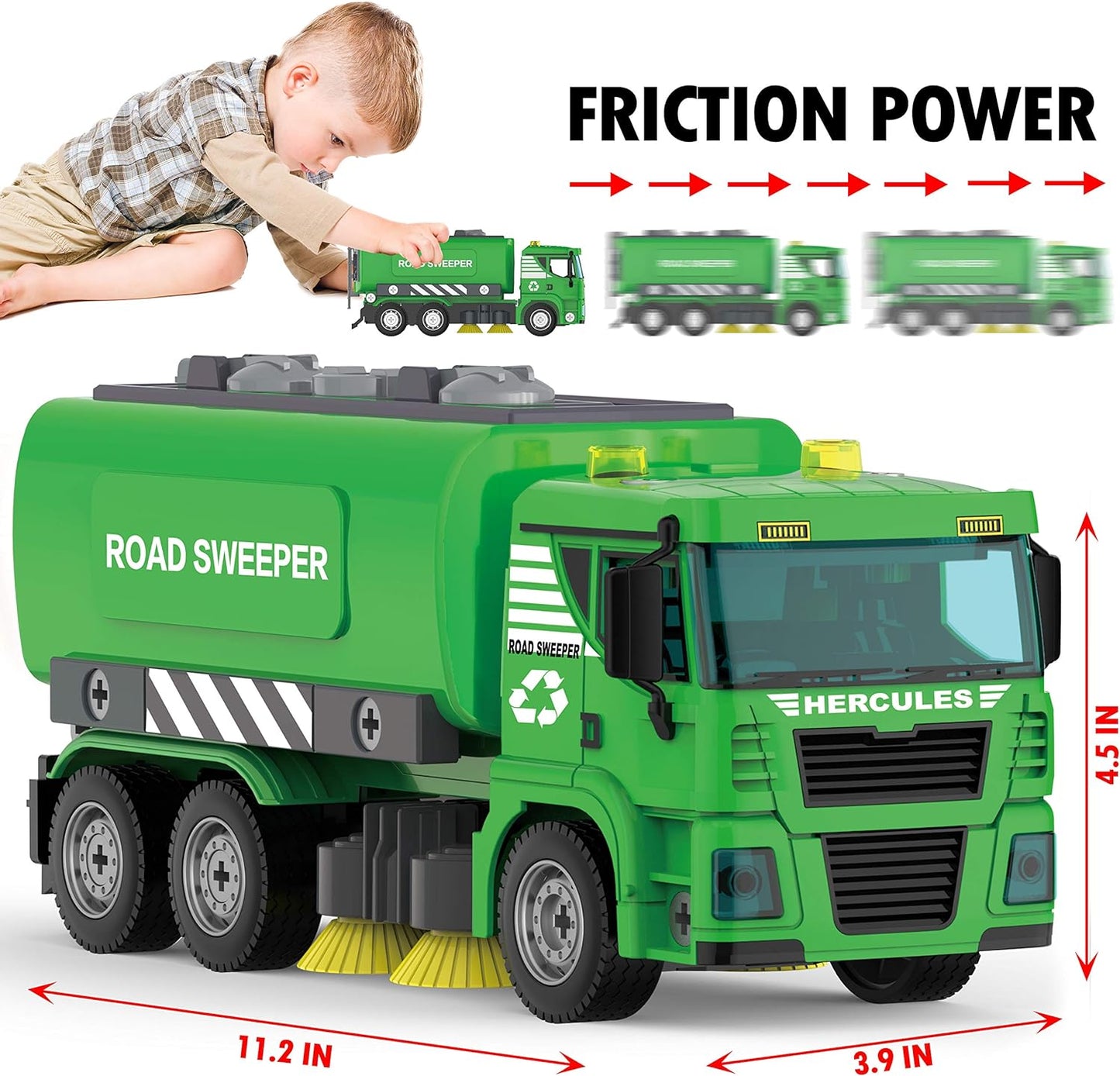 Street Sweeper Toy - 130 Pcs Friction Power STEM Take Apart Toys with Drill