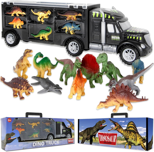 Camión transportador de dinosaurios con 12 figuras de acción de dinosaurios
