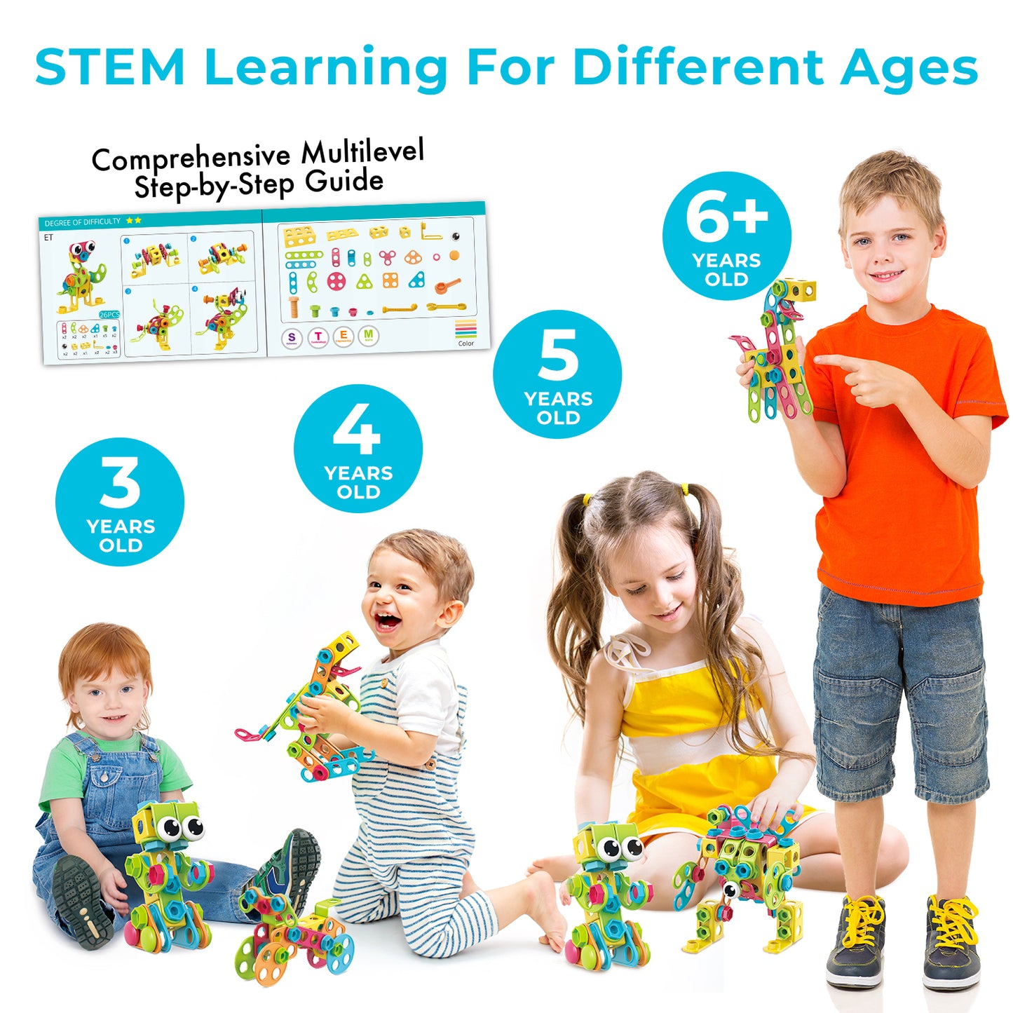 STEM Toys KIT 260 Piece Educational Construction Set with Drill