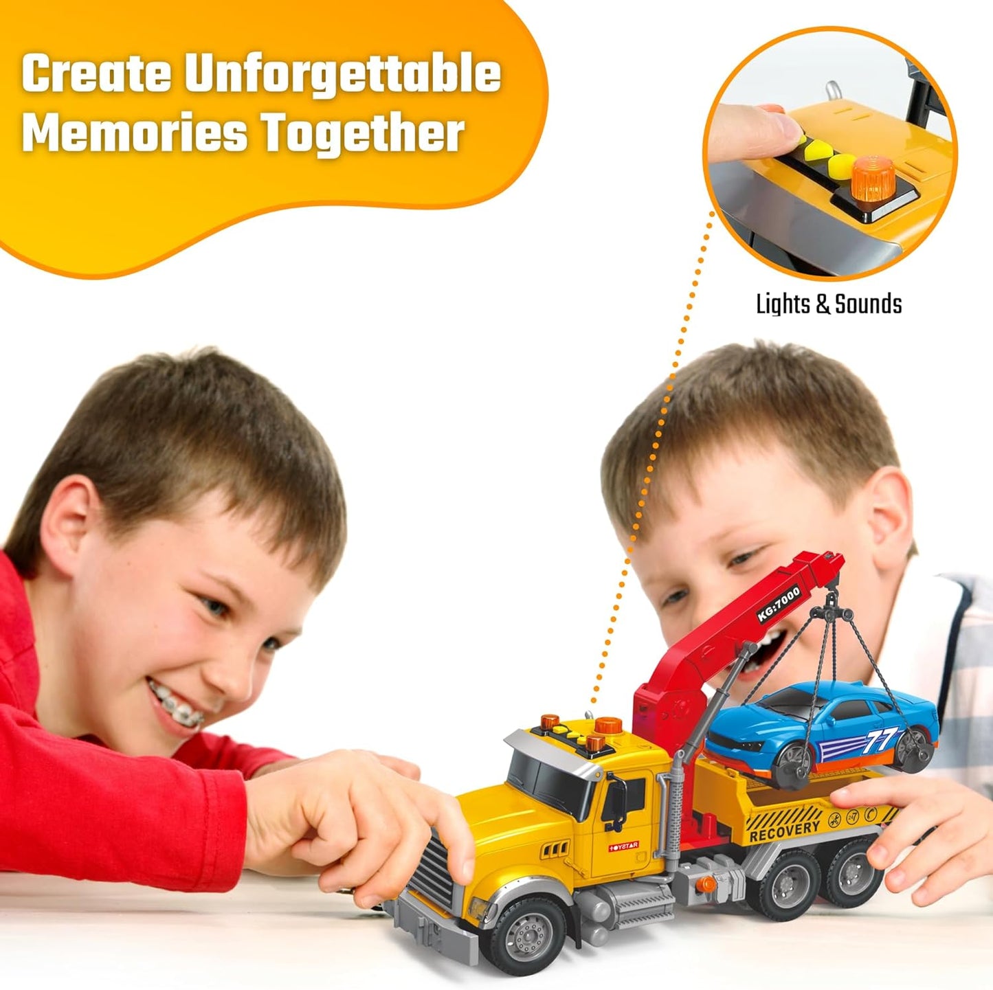 Tow Truck Toy Flatbed and Crane