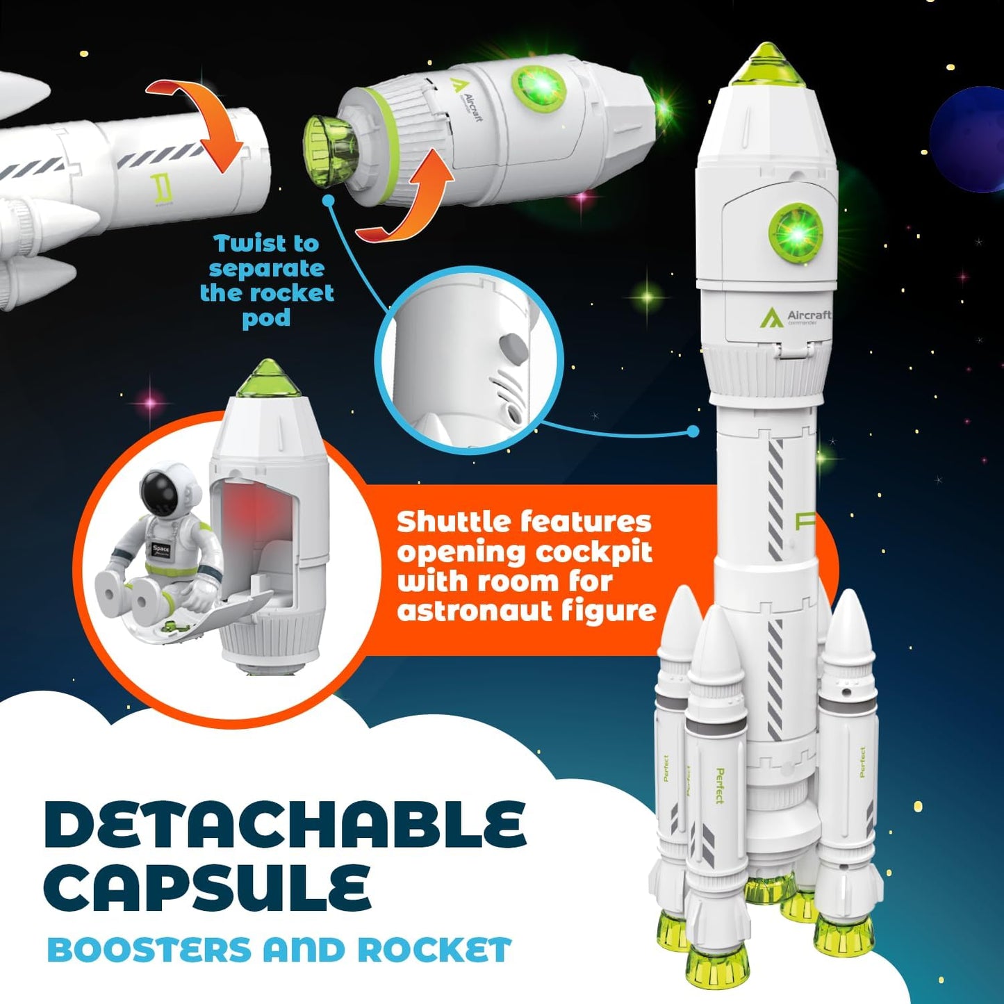 Space Toys for Kids 3-5 6 7 8 Years Old, Adventurer Rocket Ship