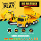 1:12 Scale Flatbed Truck with Tractor | 2 Trucks with Accessories Toy Set