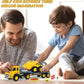 Flatbed Truck with Excavator Tractor | 2 Trucks with Accessories Toy Set