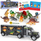 Dinosaur Truck Carrier – 12 Toy Dinosaurs Playset with Dinosaur Truck