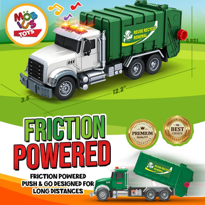 Garbage Truck Toy Set with Garbage Truck, 2 Trash Cans & 48 Flashcards