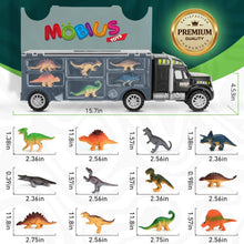 Cargar imagen en el visor de la galería, Dinosaur Truck Carrier with 12 Dinosaurs Action Figures &amp; Temporary Dinosaur Tattoos
