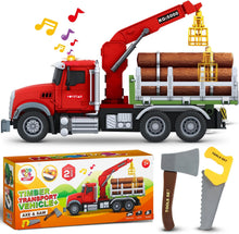 Cargar imagen en el visor de la galería, Timber Logging Toy Trucks Includes Axe &amp; Saw
