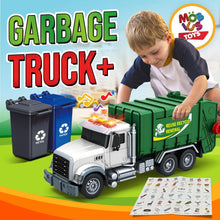 Cargar imagen en el visor de la galería, Garbage Truck Toy Set with Garbage Truck, 2 Trash Cans &amp; 48 Flashcards
