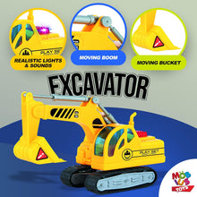 Cargar imagen en el visor de la galería, Construction Truck Playset for Boys and Girls – Includes Crane, Excavator, Dump Truck, Cement Truck
