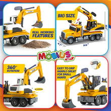 Загрузить изображение в средство просмотра галереи, Excavator Flatbed Truck Toys for Boys - Friction-Powered Construction Flatbed Trucks Toys
