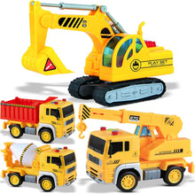 Cargar imagen en el visor de la galería, Construction Truck Playset for Boys and Girls – Includes Crane, Excavator, Dump Truck, Cement Truck
