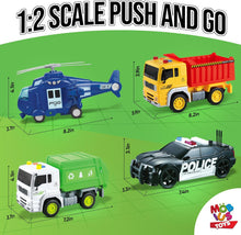 Cargar imagen en el visor de la galería, City Car Toy Playset of 4 Vehicles - Friction-Powered w/ Realistic Lights &amp; Sounds
