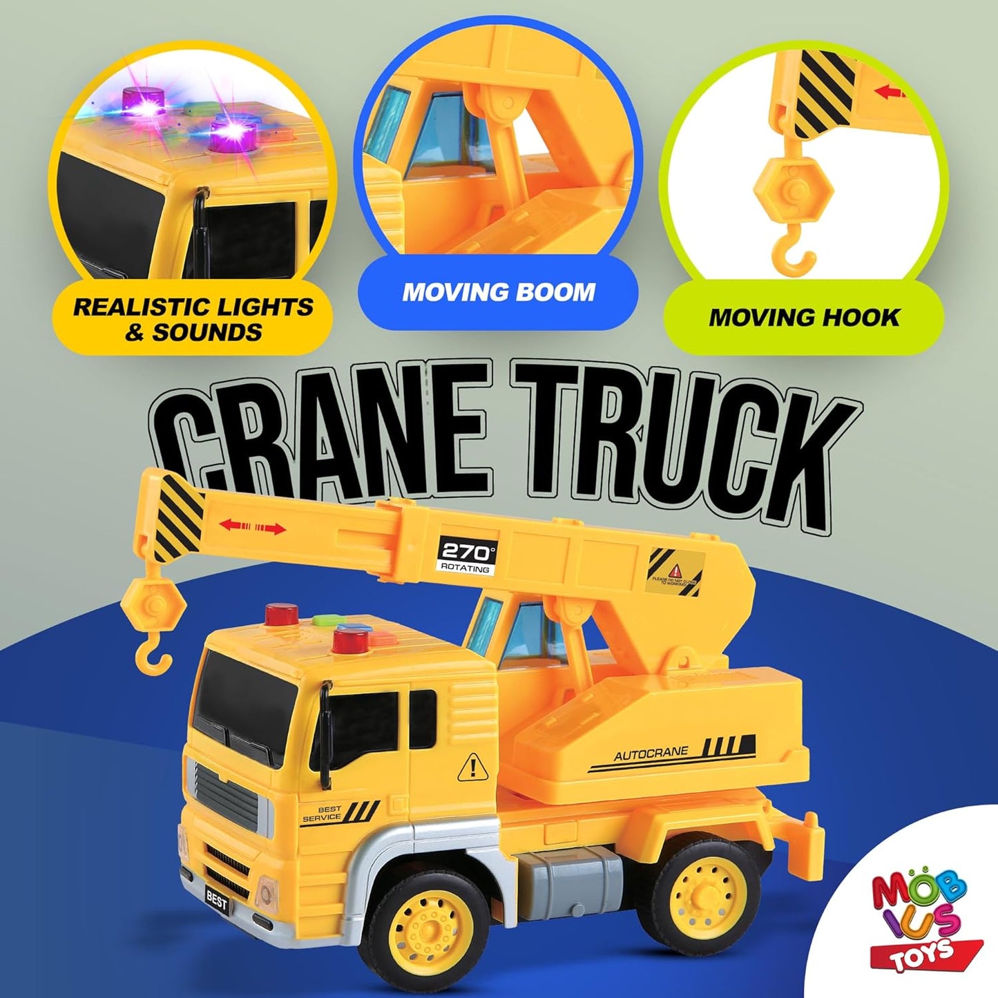 Construction Truck Playset for Boys and Girls – Includes Crane, Excavator, Dump Truck, Cement Truck