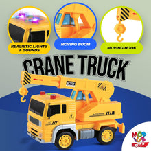 Cargar imagen en el visor de la galería, Construction Truck Playset for Boys and Girls – Includes Crane, Excavator, Dump Truck, Cement Truck
