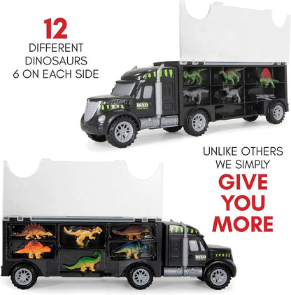 Dinosaur Truck Carrier with 12 Dinosaur Action Figure Toys