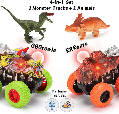 Dinosaur Monster Trucks - Pull Back Friction Power Dino Cars