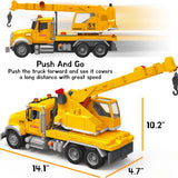 Juego de juguetes de camión grúa: camión grúa de construcción para niños con brazo extensible, rotación, varios accesorios y botones