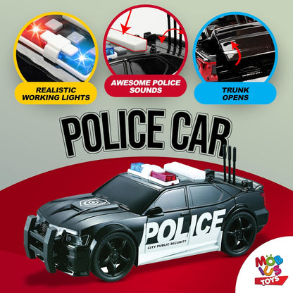 Playset of 4 Police Vehicles Includes Police Car, Helicopter, Motorcycle, Toy Ambulance