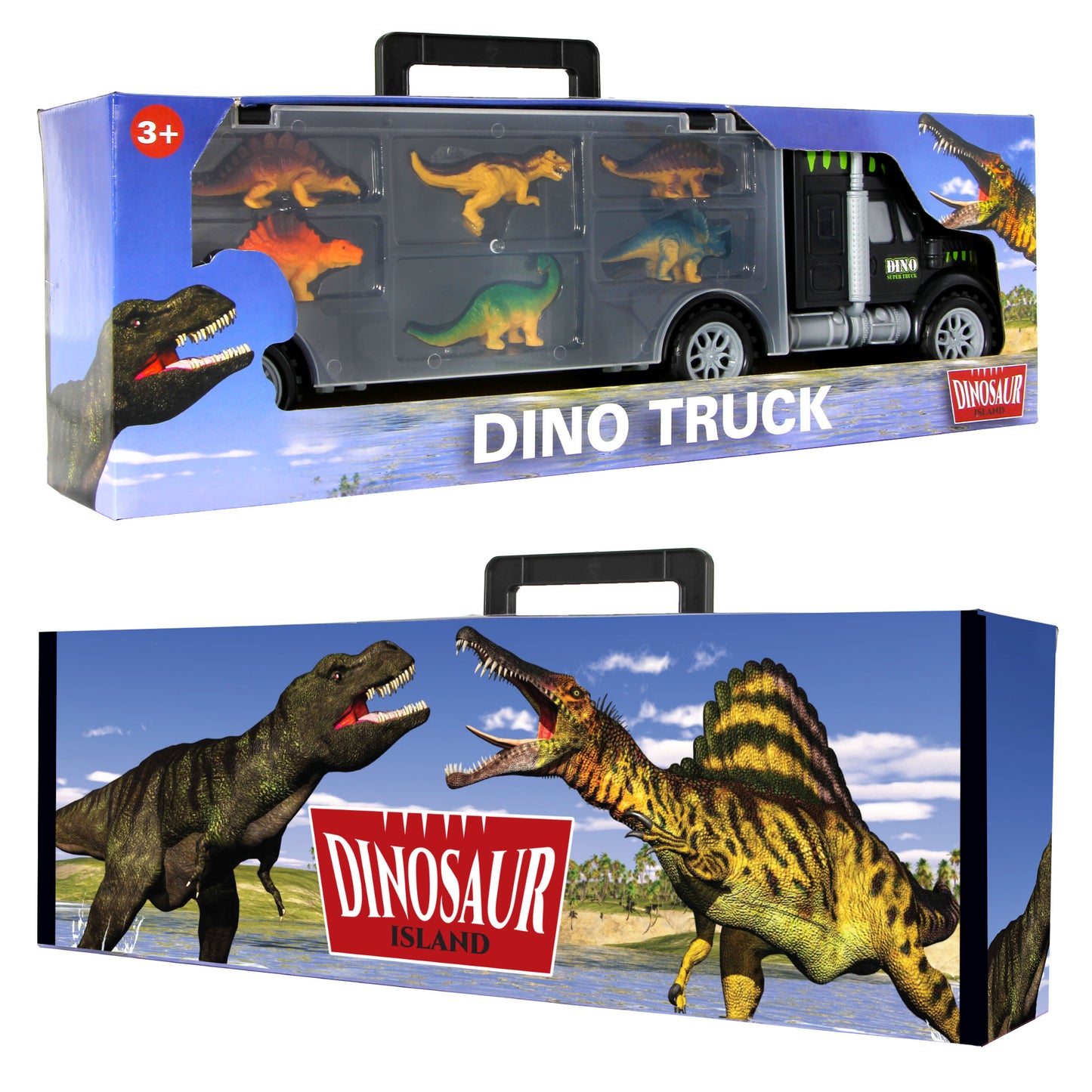 Dinosaur Transport Carrier Truck with 12 Realistic Dino Figures