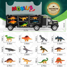 Cargar imagen en el visor de la galería, Portador de camión de dinosaurios - Juego de 12 dinosaurios de juguete con un coche de dinosaurio
