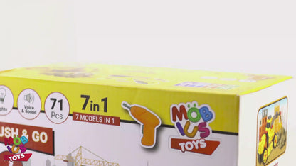 7-in-1 Take Apart Construction Toys with Accessories | Push and Go Toys for Boys and Girls