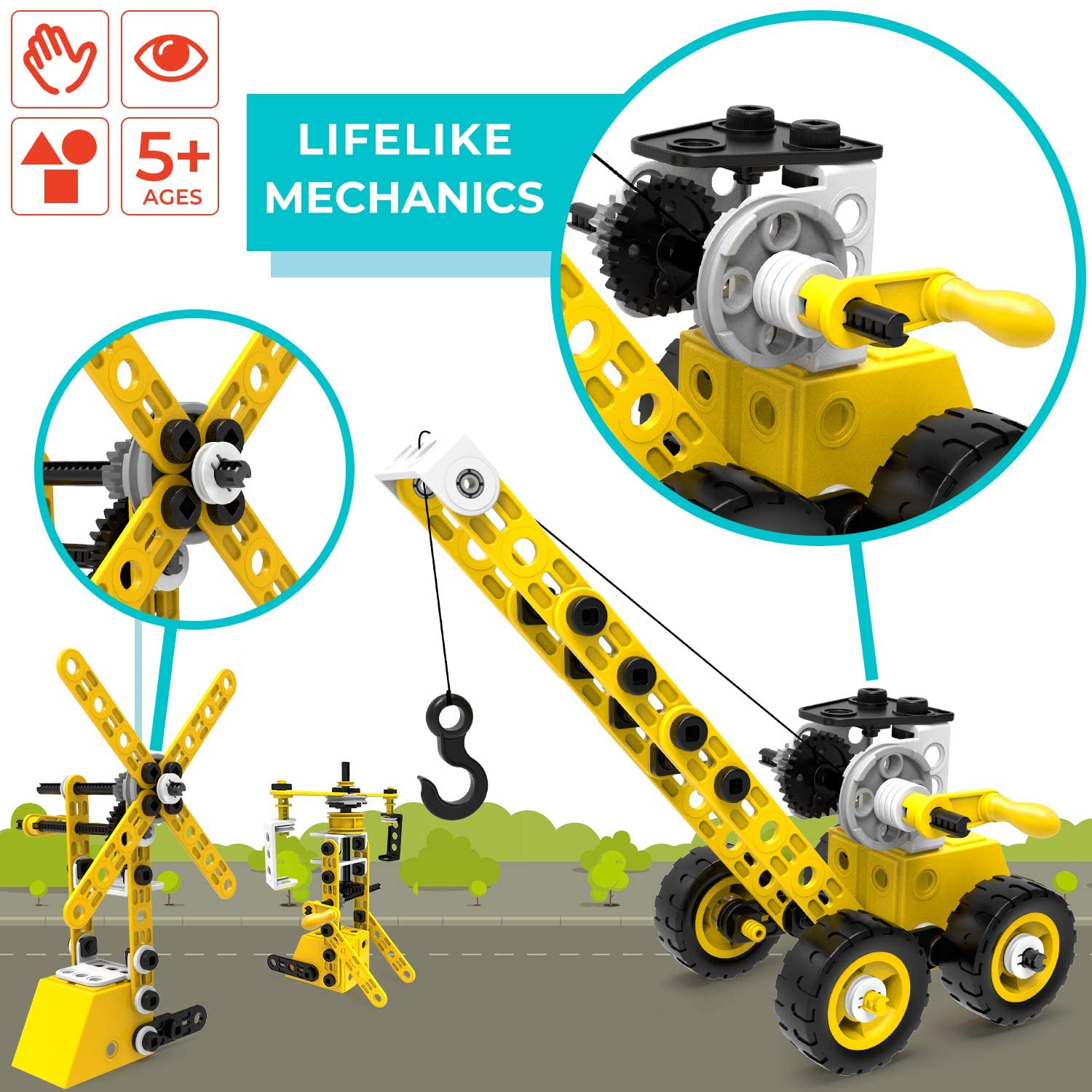 Juguetes mecánicos de construcción para niños de 8 a 12 años, 50 proyectos  STEM para niños de 8 a 12 años con 325 bloques de construcción, juguetes