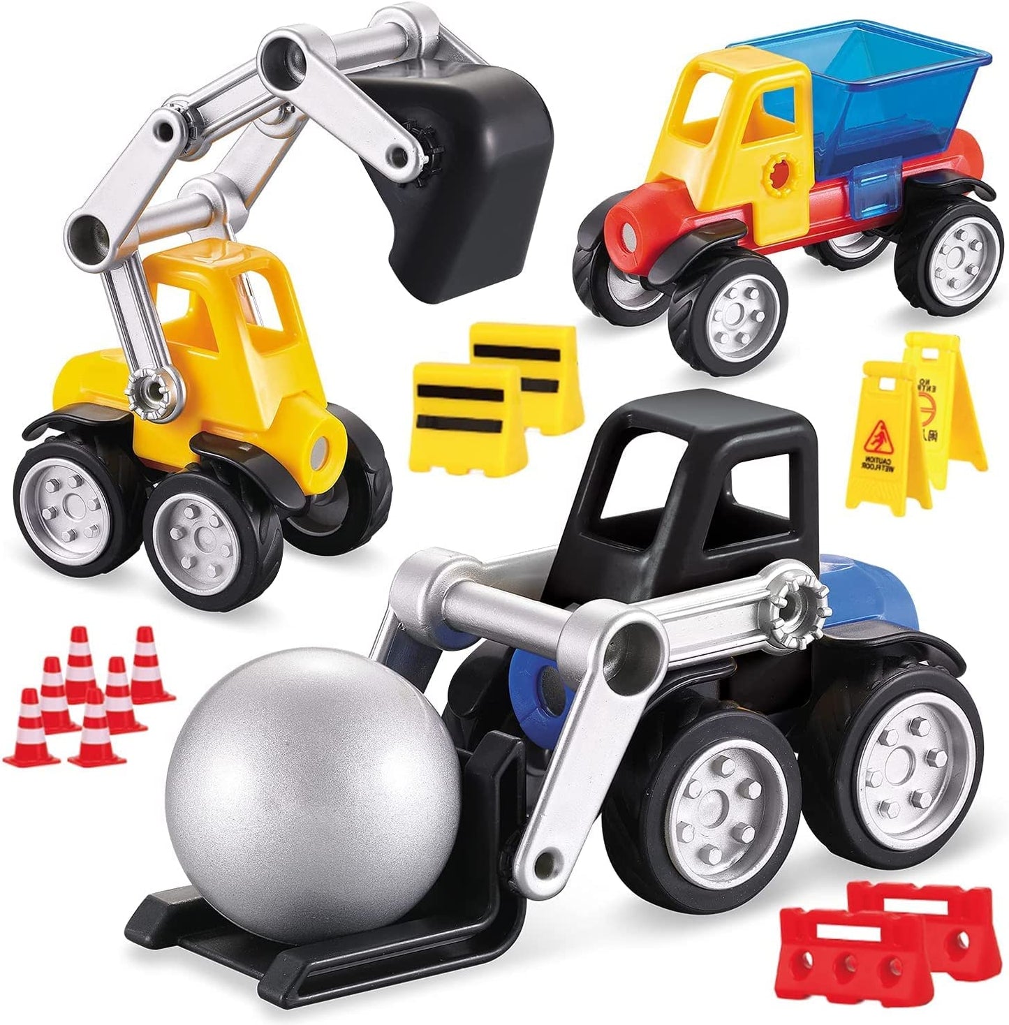 55 Piece Cars Magnetic Building Blocks with Playmat and Accessories