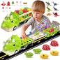 Dino Transport Carrier with Folding Race Track and 6 Race Car Dinosaurs Toys