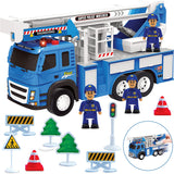 1:12 Scale Police Truck Toy Playset with Realistic Vehicle, Police Officers and Road Signs