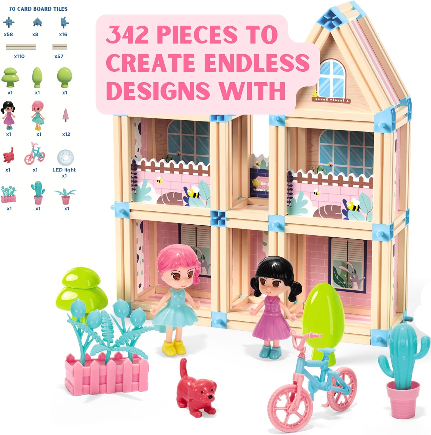 3D Princess Castle Villa Doll House Building Toy Set