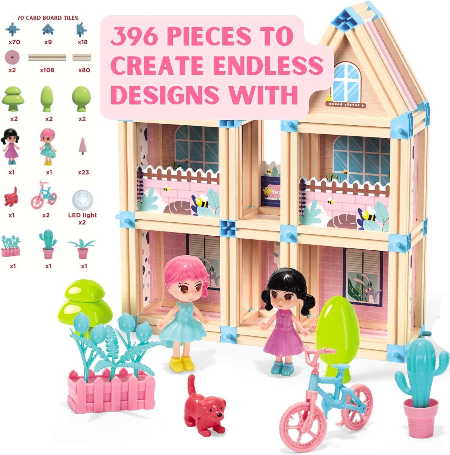 3D Princess Castle Villa Doll House Building Toy Set