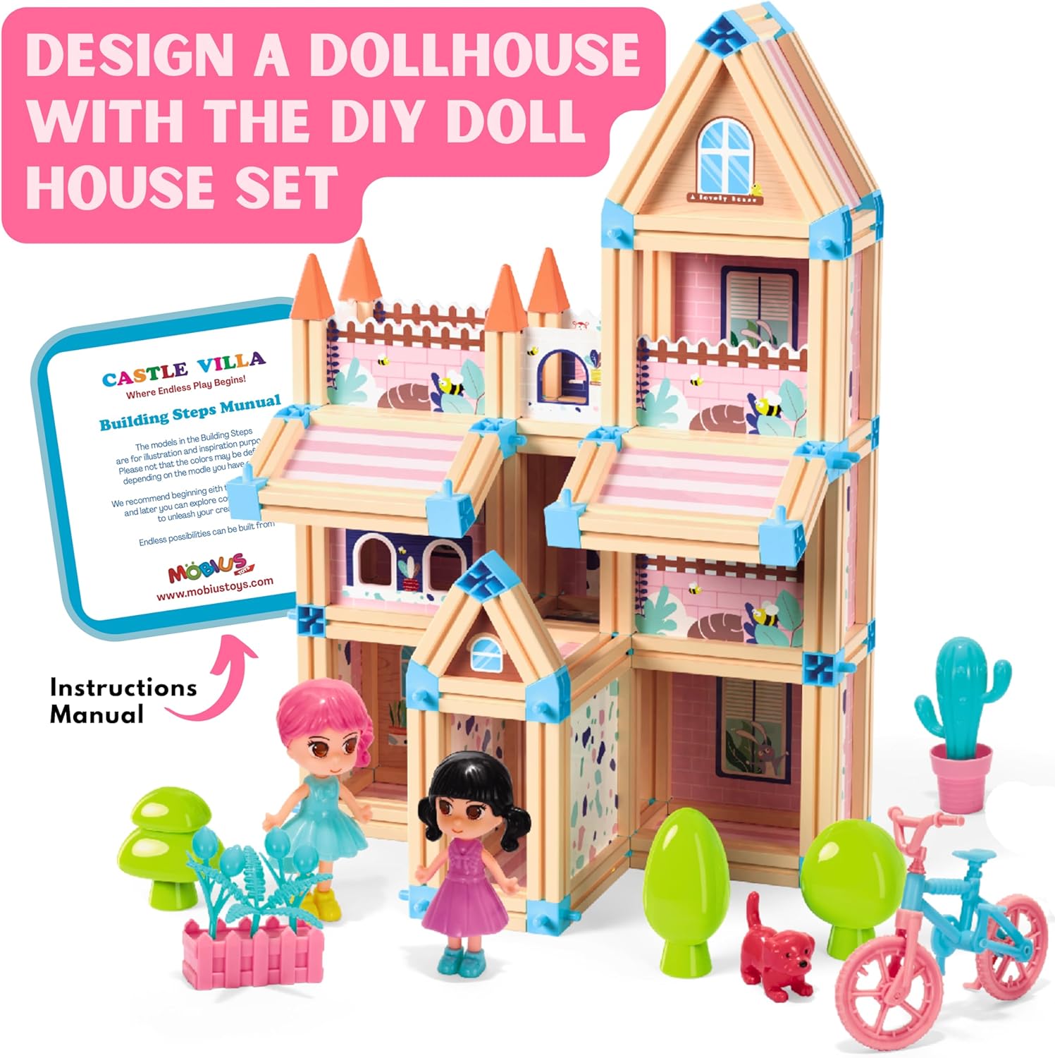 3D Princess Castle Villa Doll House Building Toy Set