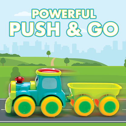 4 Friction Powered Trucks with Accessories | Push and Go Toys for Boys & Girls