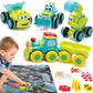4 Friction Powered Trucks with Accessories | Push and Go Toys for Boys & Girls