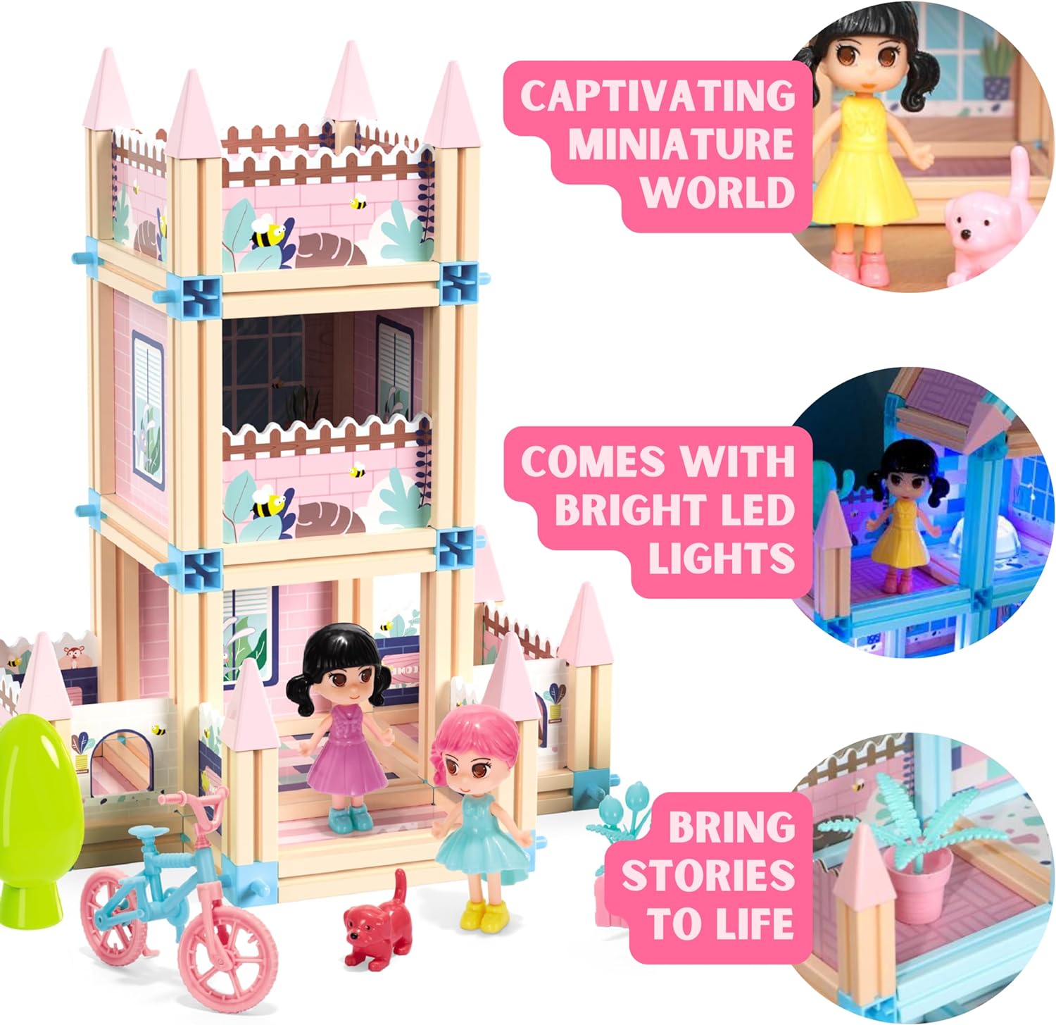 New Big Size Girls Princess Villa Toy Handmade Doll House Castle