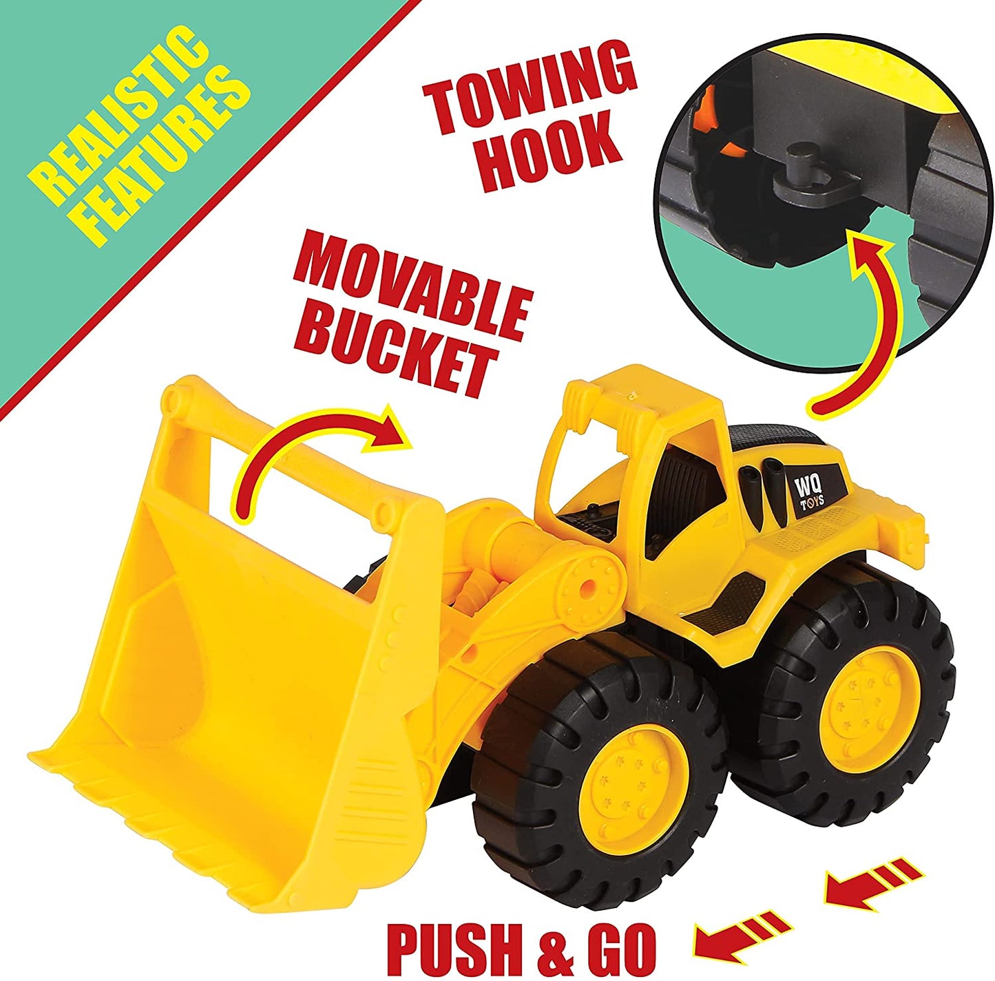Flatbed Truck with Excavator Tractor | 2 Trucks with Accessories Toy Set