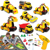 7-in-1 Take Apart Construction Toys with Accessories | Push and Go Toys for Boys and Girls