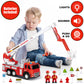 Fire Truck Friction Powered 1:12 Scale with Firefighters and Road Signs