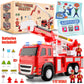 Fire Truck Friction Powered 1:12 Scale with Firefighters and Road Signs